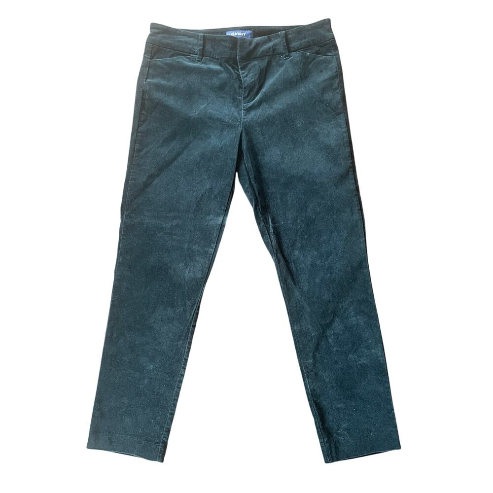 Old Navy Pixie Velvet Pants Green Glorious Pine Sz 6 Mid-Rise Slim Fit Stretch